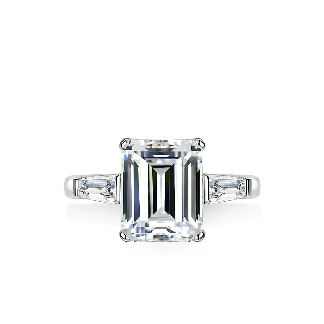 4.0 CT Emerald Cut Diamond Platinum Engagement Ring
