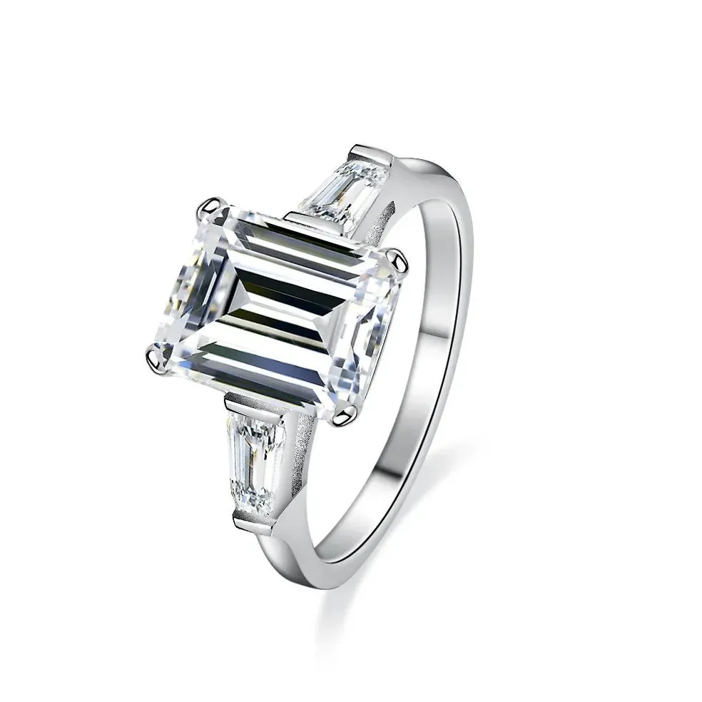 4.0 CT Emerald Cut Diamond Platinum Engagement Ring