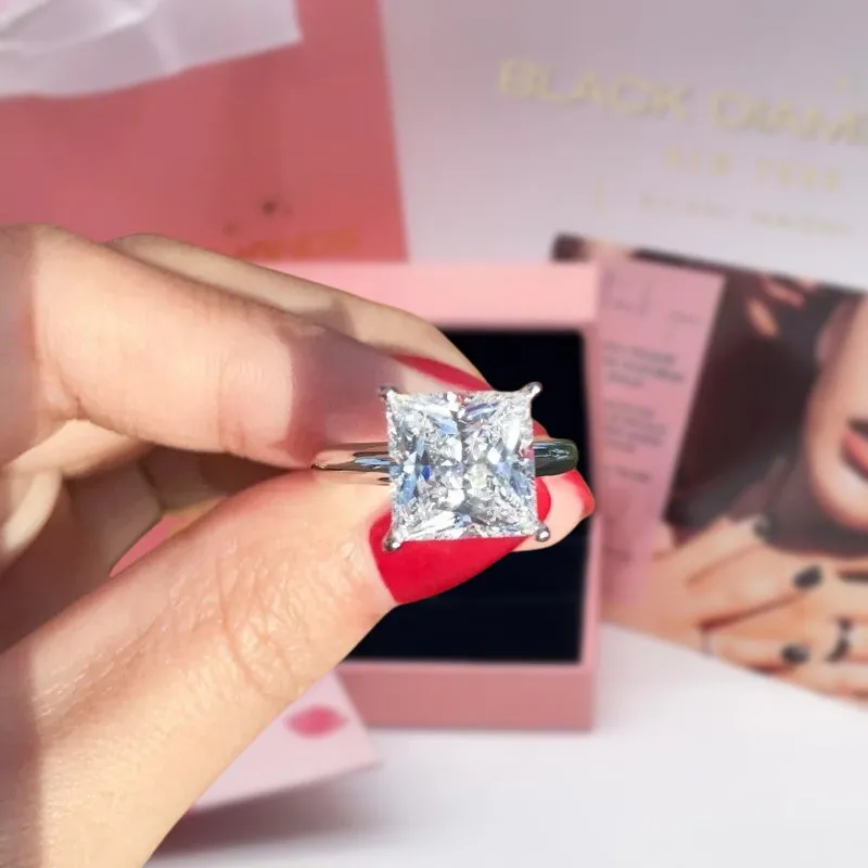 4.0 Ct Princess Cut Diamond Solitaire Engagement Ring