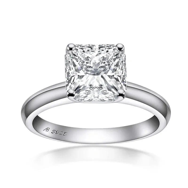 4.0 Ct Princess Cut Diamond Solitaire Engagement Ring