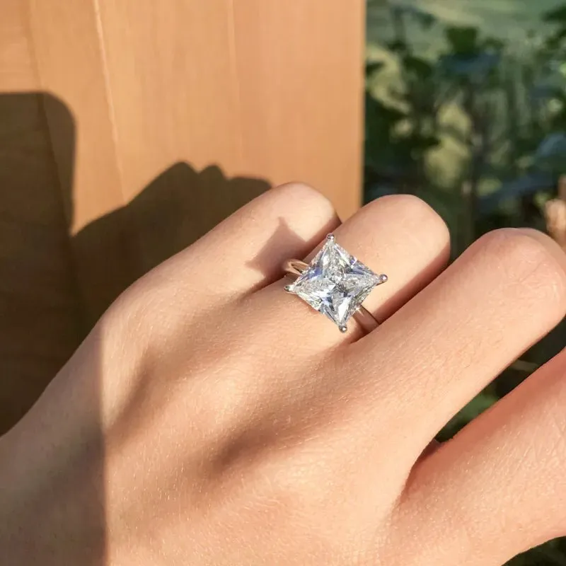 4.0 Ct Princess Cut Diamond Solitaire Engagement Ring
