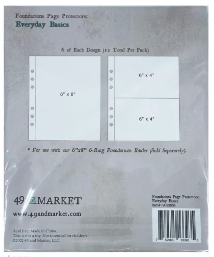 49 And Market Foundations 6x8 Everyday Basics Page Protectors {F413}