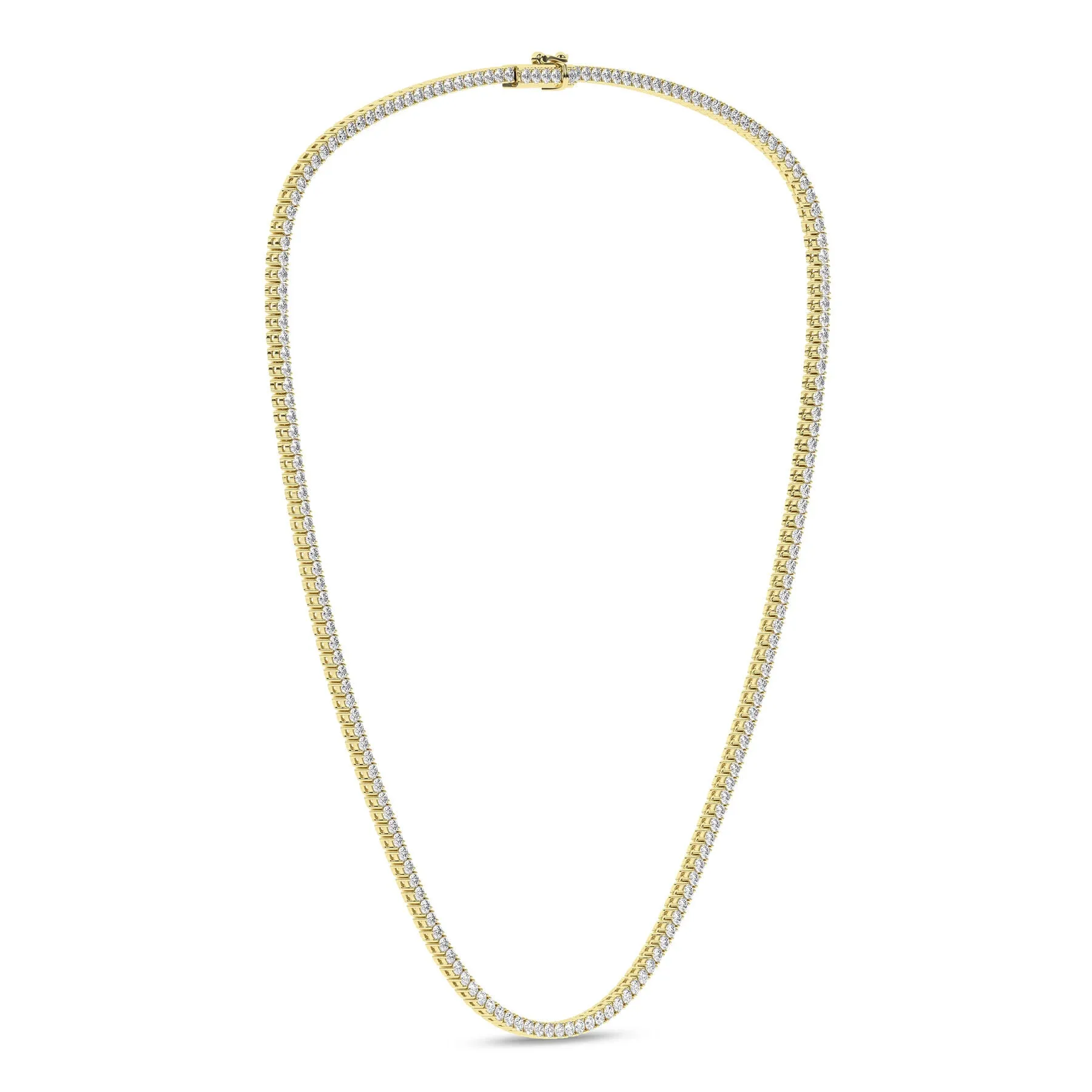5 Carat Round Lab Grown Diamond 14K Gold Straight Link Tennis Necklace