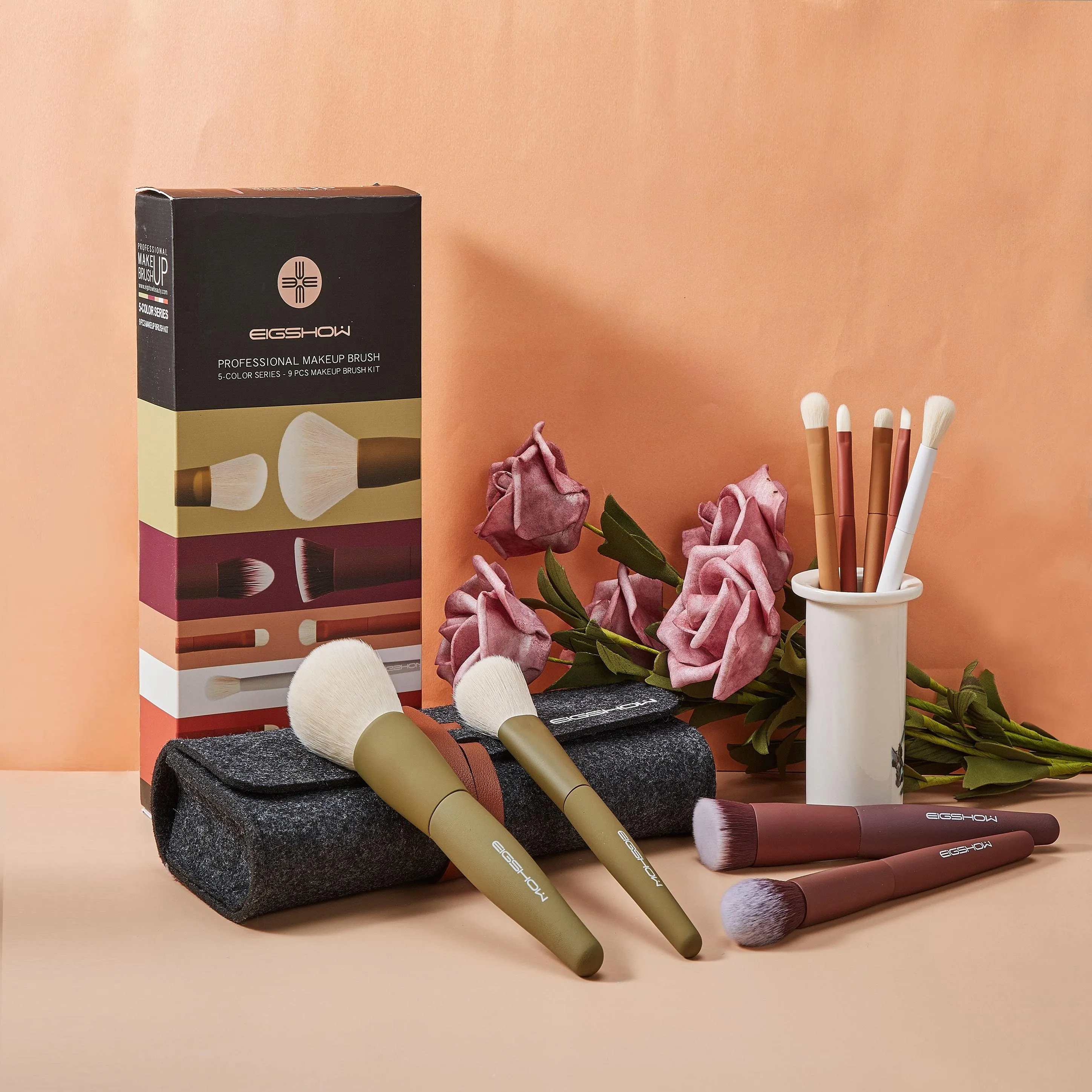 5-COLOR SERIES - 9 PCS MAKEUP BRUSH KIT