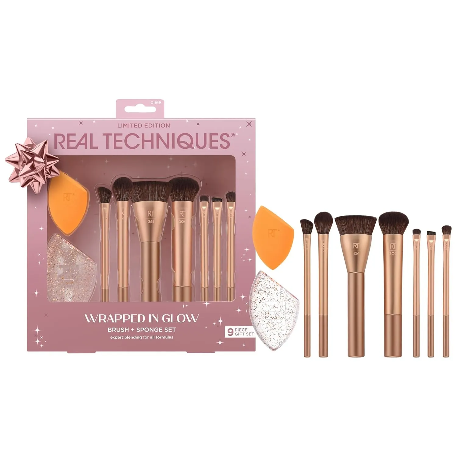 6 Piece Everyday Essentials Makeup Brush Set, Includes 4 Brushes & 2 Makeup Sponges, for Foundation, Blush, Bronzer, Contour, Eyeshadow, & Powder, Travel Gift Set, Cruelty-Free & Vegan
