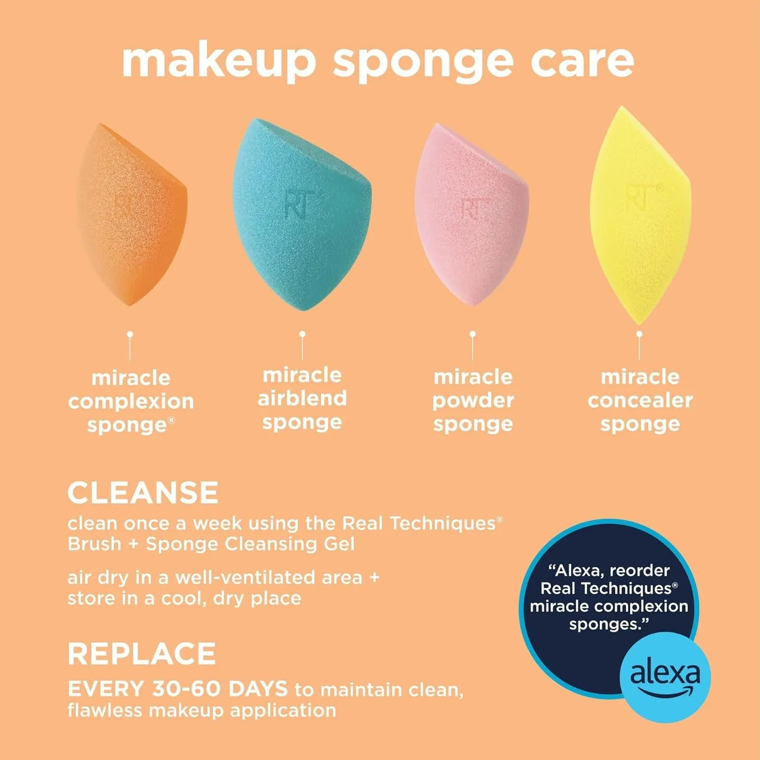 6 Piece Everyday Essentials Makeup Brush Set, Includes 4 Brushes & 2 Makeup Sponges, for Foundation, Blush, Bronzer, Contour, Eyeshadow, & Powder, Travel Gift Set, Cruelty-Free & Vegan