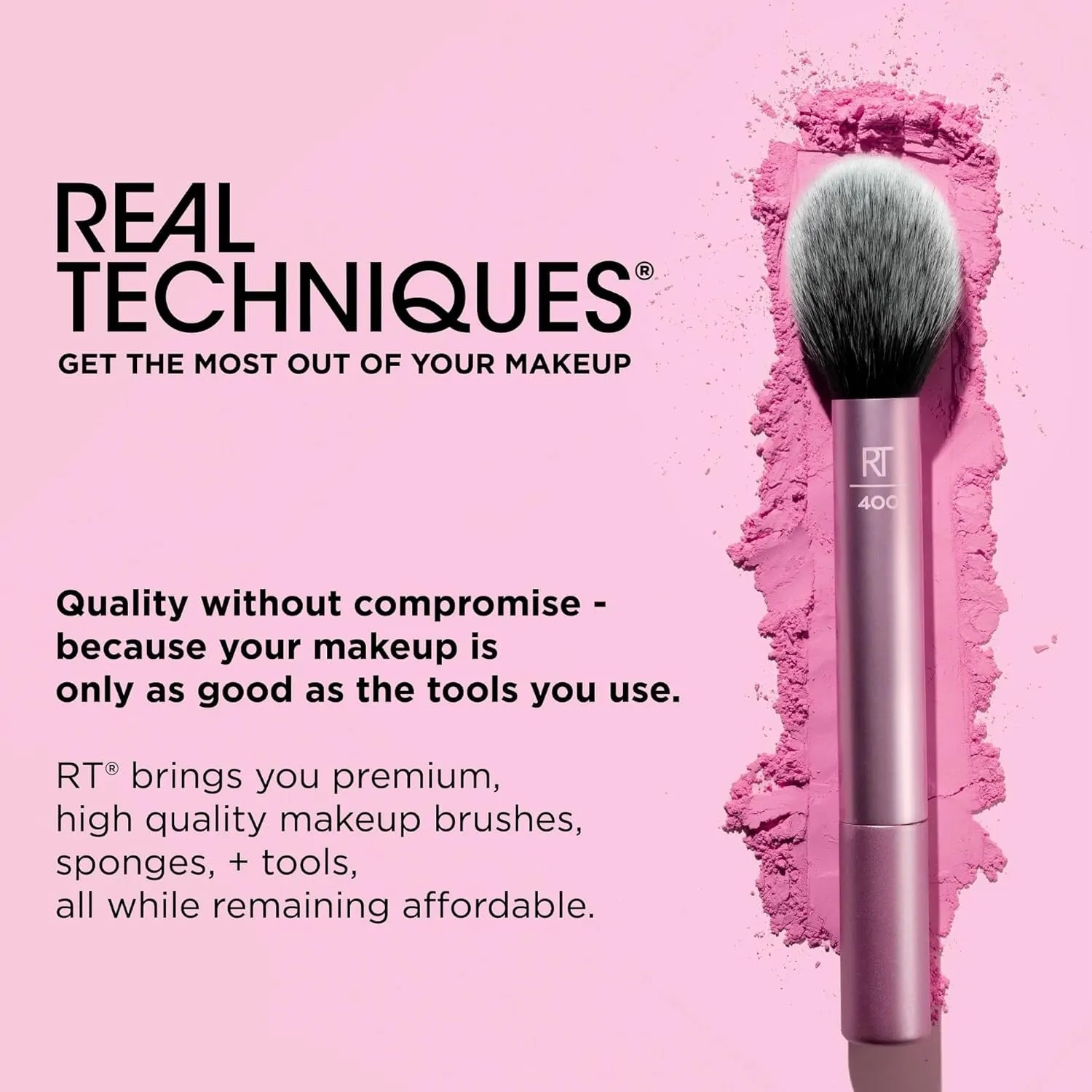6 Piece Everyday Essentials Makeup Brush Set, Includes 4 Brushes & 2 Makeup Sponges, for Foundation, Blush, Bronzer, Contour, Eyeshadow, & Powder, Travel Gift Set, Cruelty-Free & Vegan