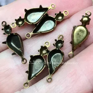 6 Pieces, 2 Stone 2 Loop Settings, For 10x6mm Pear and 25pp Round, Empty Setting