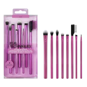 8 Piece Everyday Eye Essentials Makeup Brush Set, Eye Brushes for Eye Liner, Eyeshadow, Brows, & Lashes, Travel Friendly, Gift Set, Synthetic Bristles, Cruelty-Free & Vegan