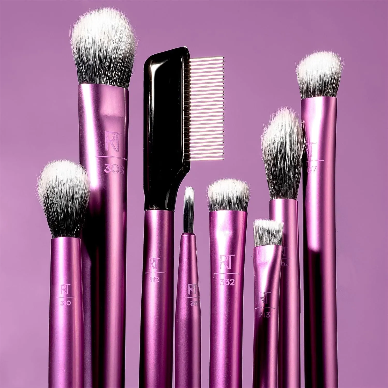 8 Piece Everyday Eye Essentials Makeup Brush Set, Eye Brushes for Eye Liner, Eyeshadow, Brows, & Lashes, Travel Friendly, Gift Set, Synthetic Bristles, Cruelty-Free & Vegan
