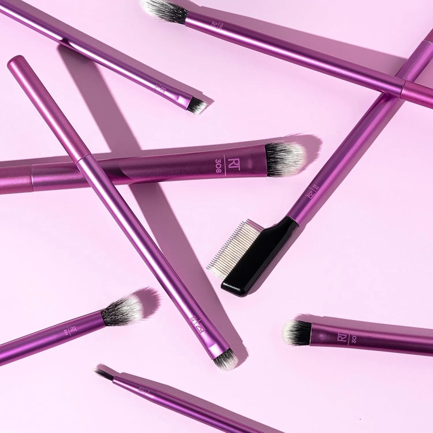 8 Piece Everyday Eye Essentials Makeup Brush Set, Eye Brushes for Eye Liner, Eyeshadow, Brows, & Lashes, Travel Friendly, Gift Set, Synthetic Bristles, Cruelty-Free & Vegan