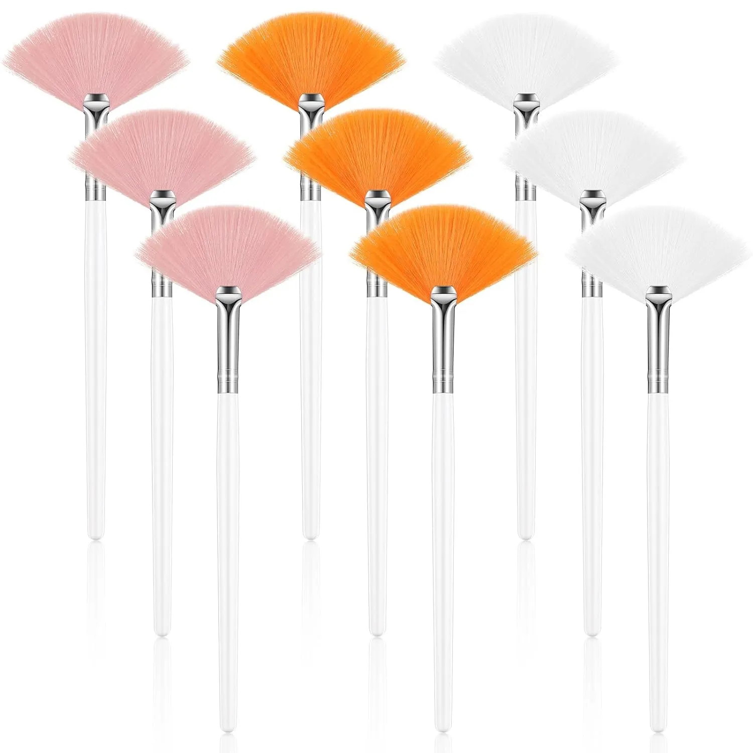 9 Pieces Facial Fan Mask Brushes, Soft Facial Applicator Brushes Tools for Peel Glycolic Makeup for Mud Cream (Champagne)