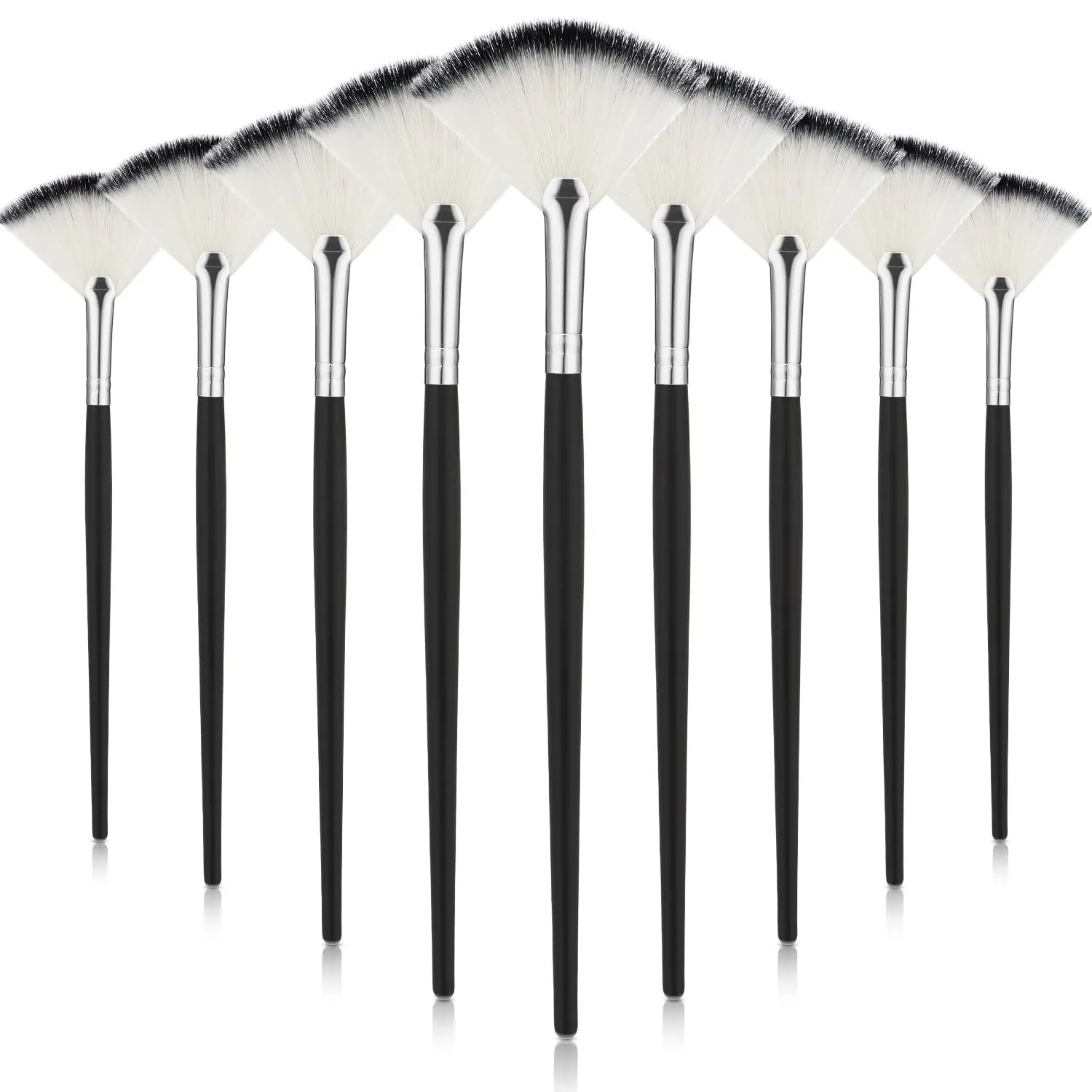 9 Pieces Facial Fan Mask Brushes, Soft Facial Applicator Brushes Tools for Peel Glycolic Makeup for Mud Cream (Champagne)
