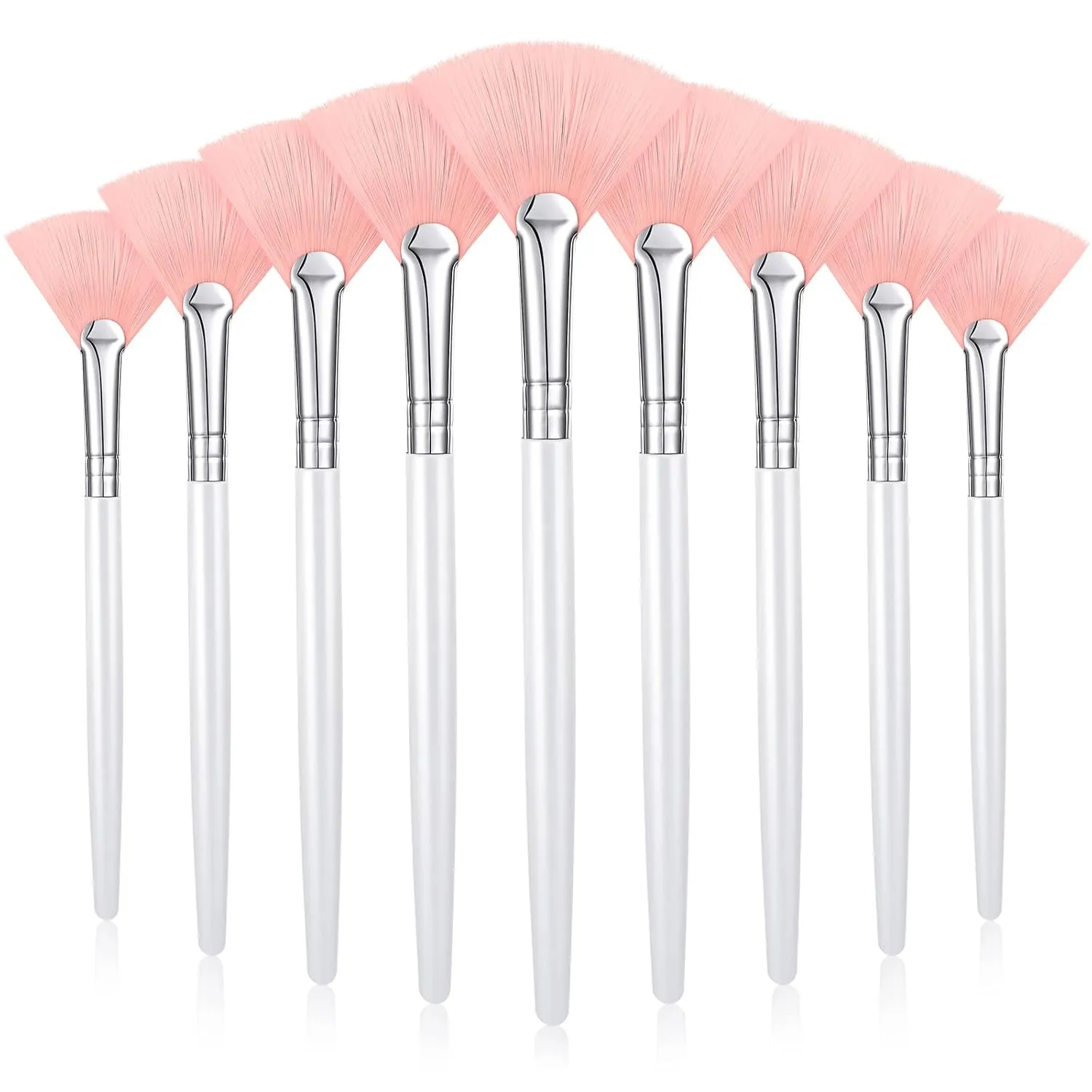 9 Pieces Facial Fan Mask Brushes, Soft Facial Applicator Brushes Tools for Peel Glycolic Makeup for Mud Cream (Champagne)