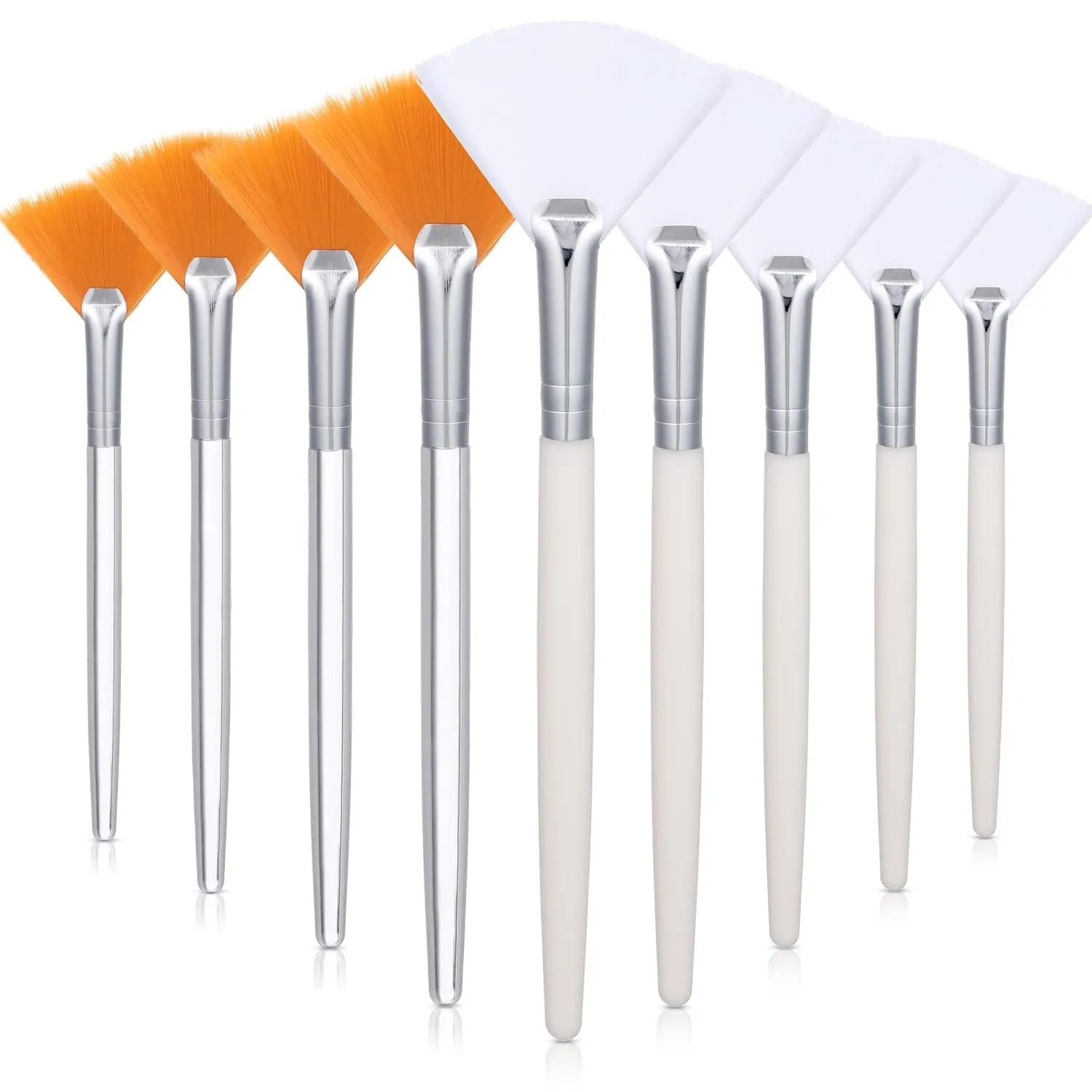 9 Pieces Facial Fan Mask Brushes, Soft Facial Applicator Brushes Tools for Peel Glycolic Makeup for Mud Cream (Champagne)