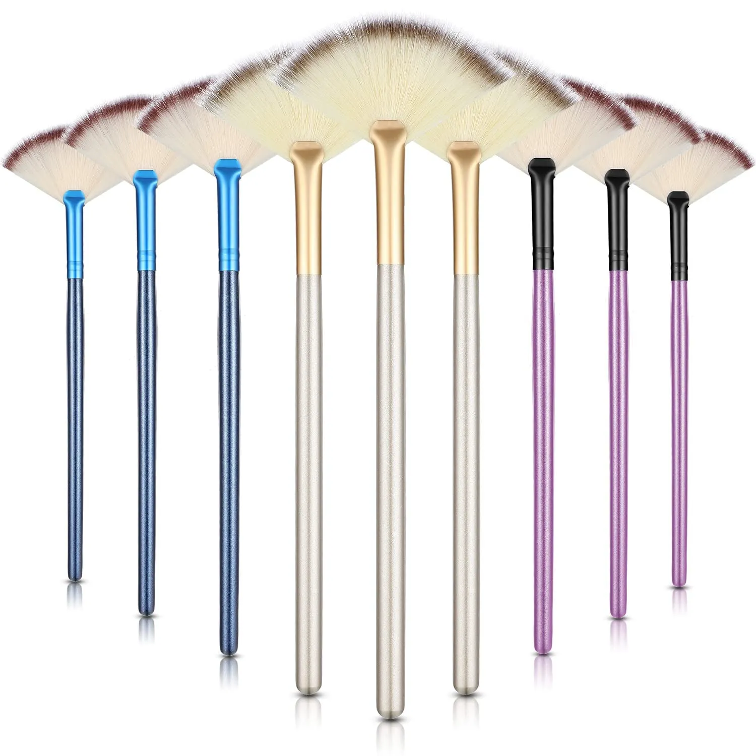 9 Pieces Facial Fan Mask Brushes, Soft Facial Applicator Brushes Tools for Peel Glycolic Makeup for Mud Cream (Champagne)