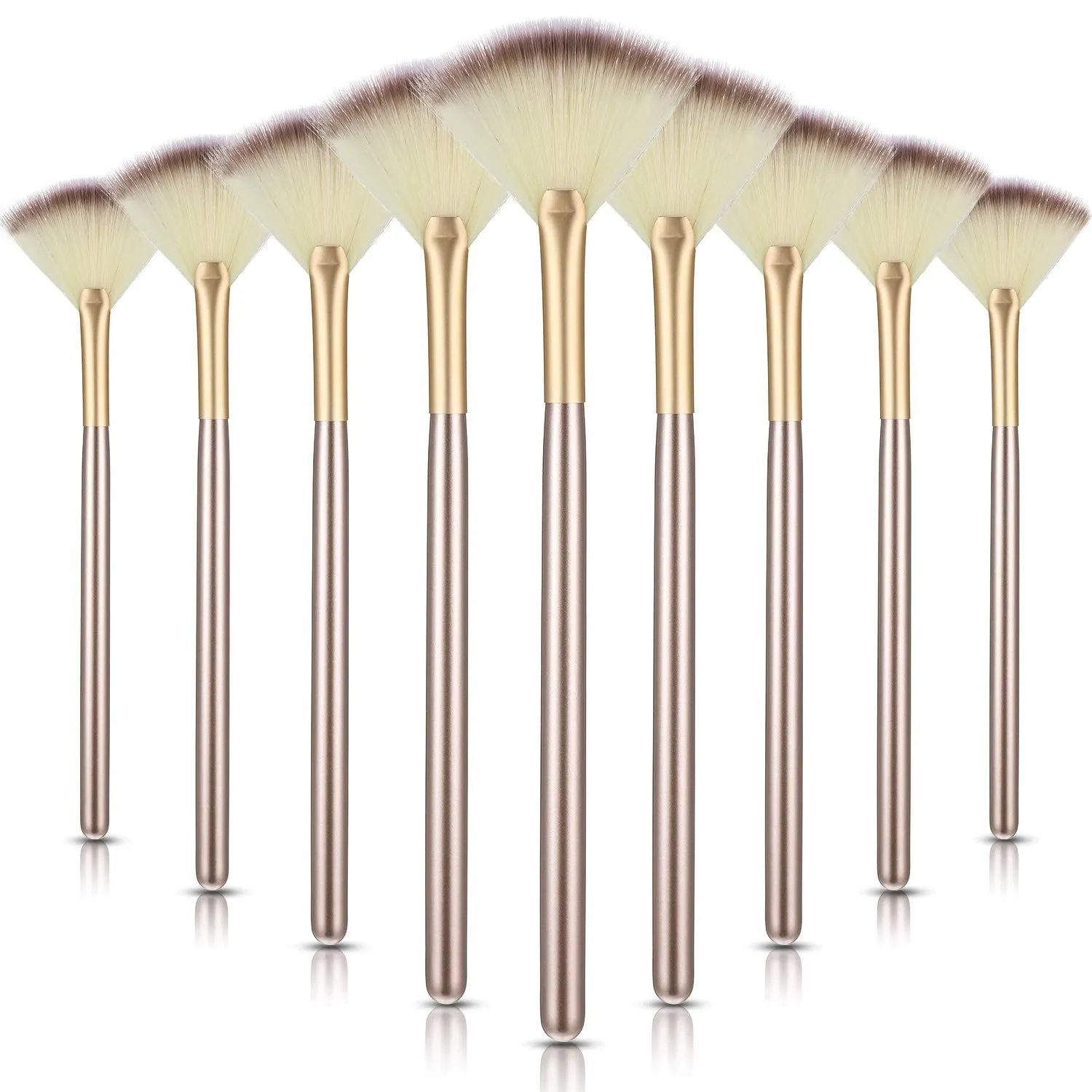 9 Pieces Facial Fan Mask Brushes, Soft Facial Applicator Brushes Tools for Peel Glycolic Makeup for Mud Cream (Champagne)