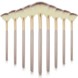 9 Pieces Facial Fan Mask Brushes, Soft Facial Applicator Brushes Tools for Peel Glycolic Makeup for Mud Cream (Champagne)