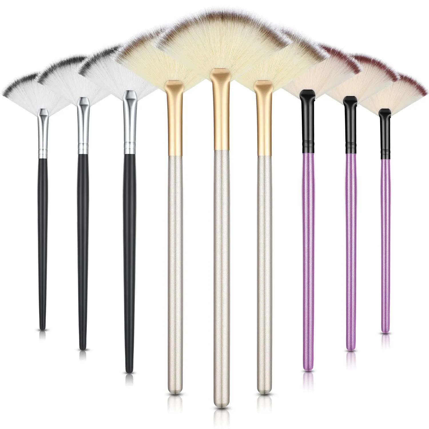 9 Pieces Facial Fan Mask Brushes, Soft Facial Applicator Brushes Tools for Peel Glycolic Makeup for Mud Cream (Champagne)