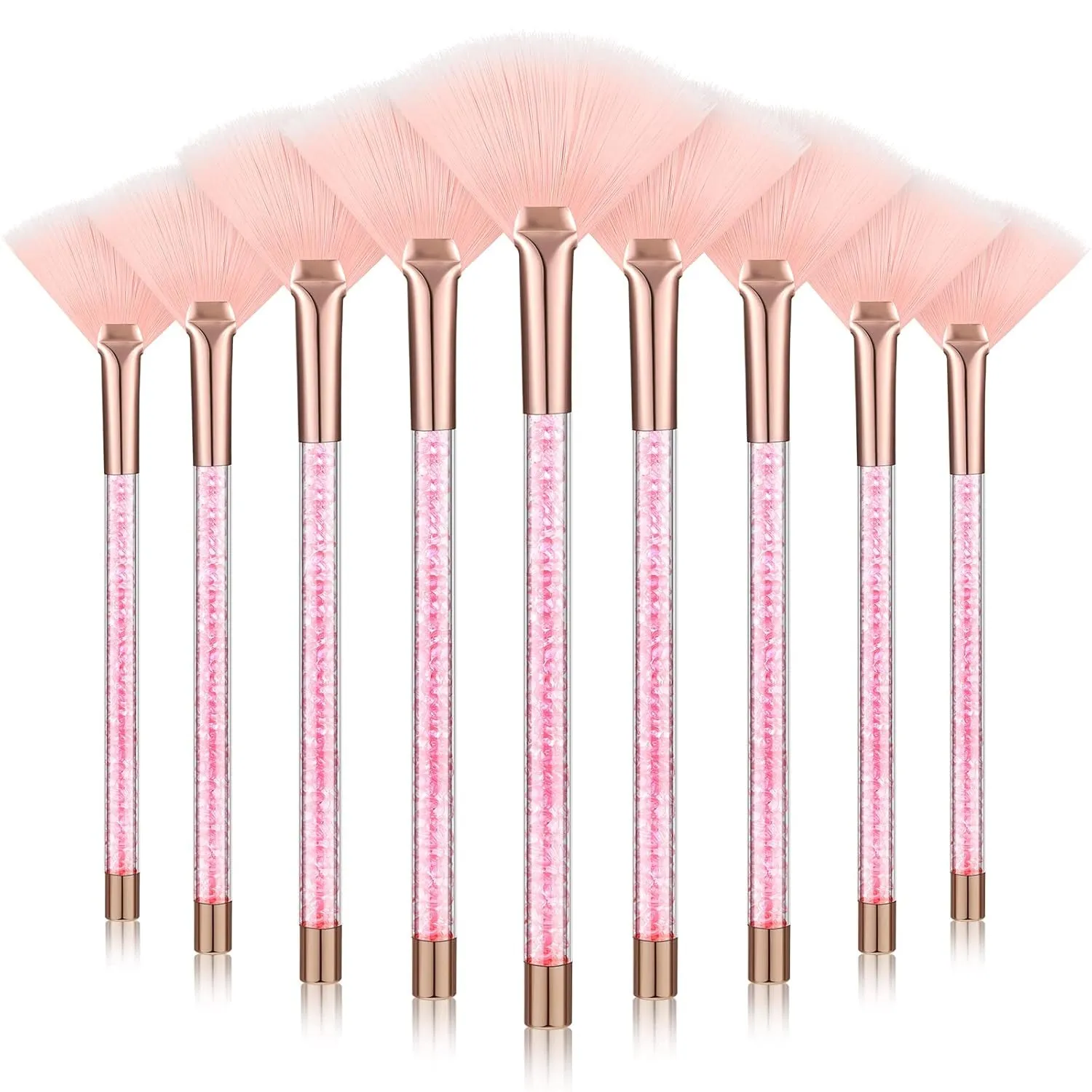 9 Pieces Facial Fan Mask Brushes, Soft Facial Applicator Brushes Tools for Peel Glycolic Makeup for Mud Cream (Champagne)