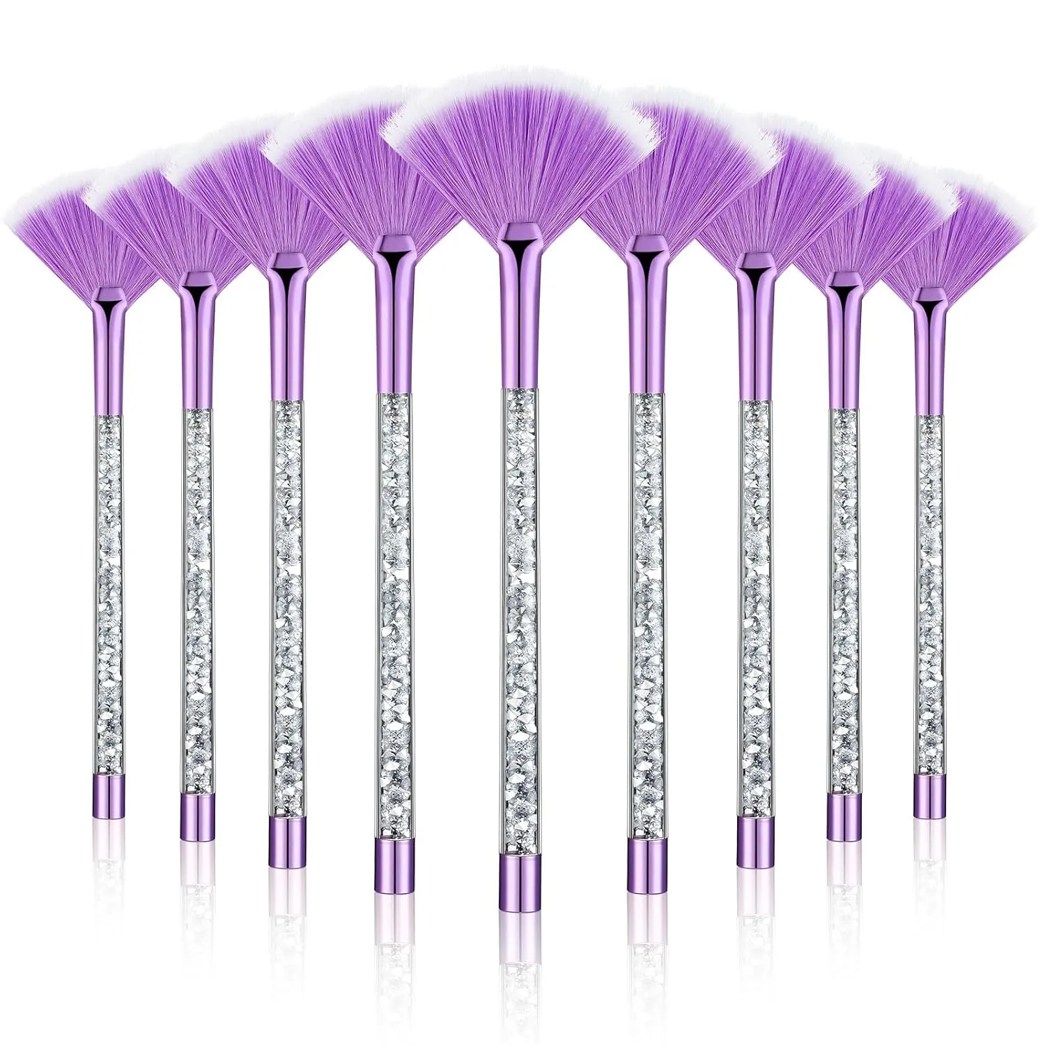 9 Pieces Facial Fan Mask Brushes, Soft Facial Applicator Brushes Tools for Peel Glycolic Makeup for Mud Cream (Champagne)
