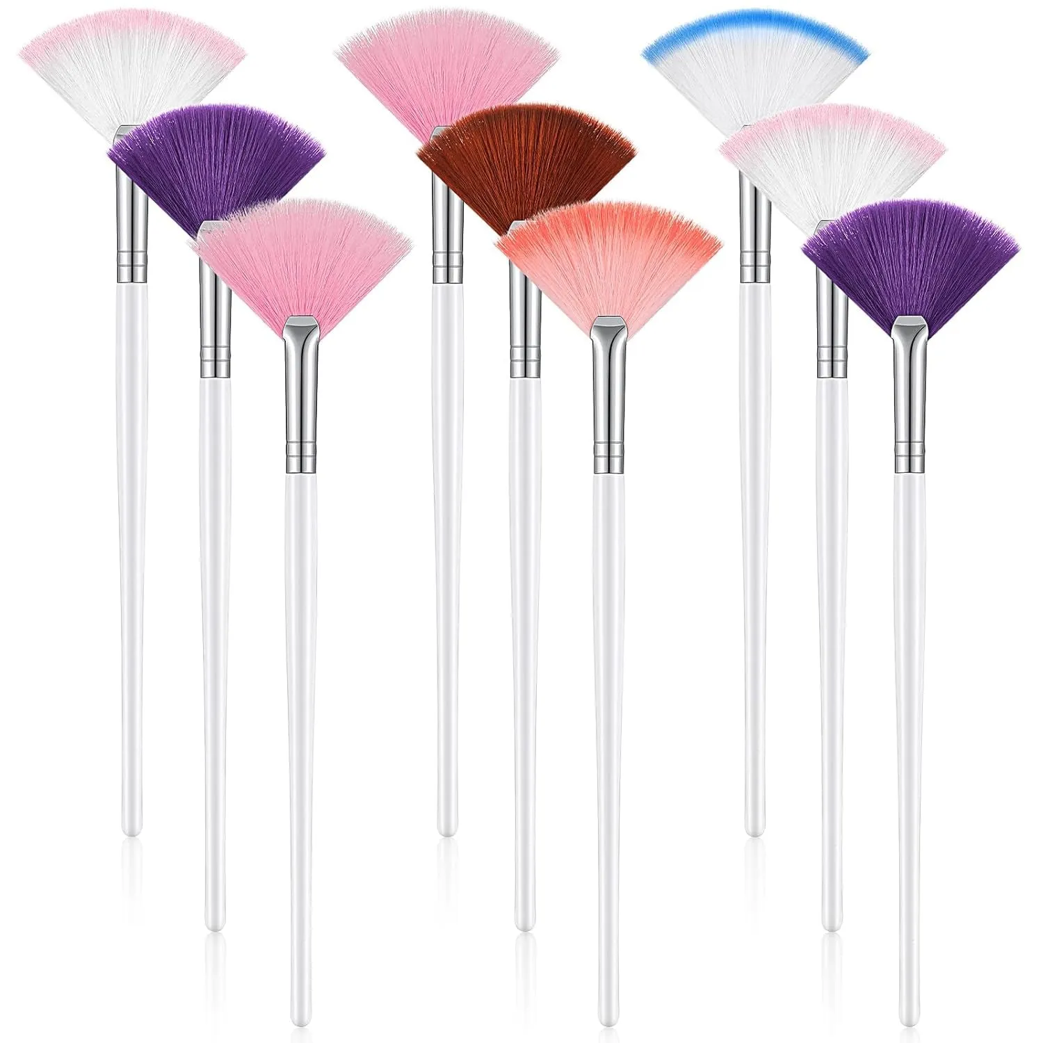 9 Pieces Facial Fan Mask Brushes, Soft Facial Applicator Brushes Tools for Peel Glycolic Makeup for Mud Cream (Champagne)