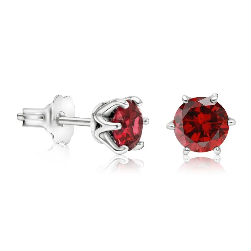 925 Silver Garnet Studs - 5mm, Handmade Dainty Birthday Gift