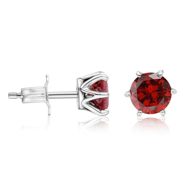925 Silver Garnet Studs - 5mm, Handmade Dainty Birthday Gift