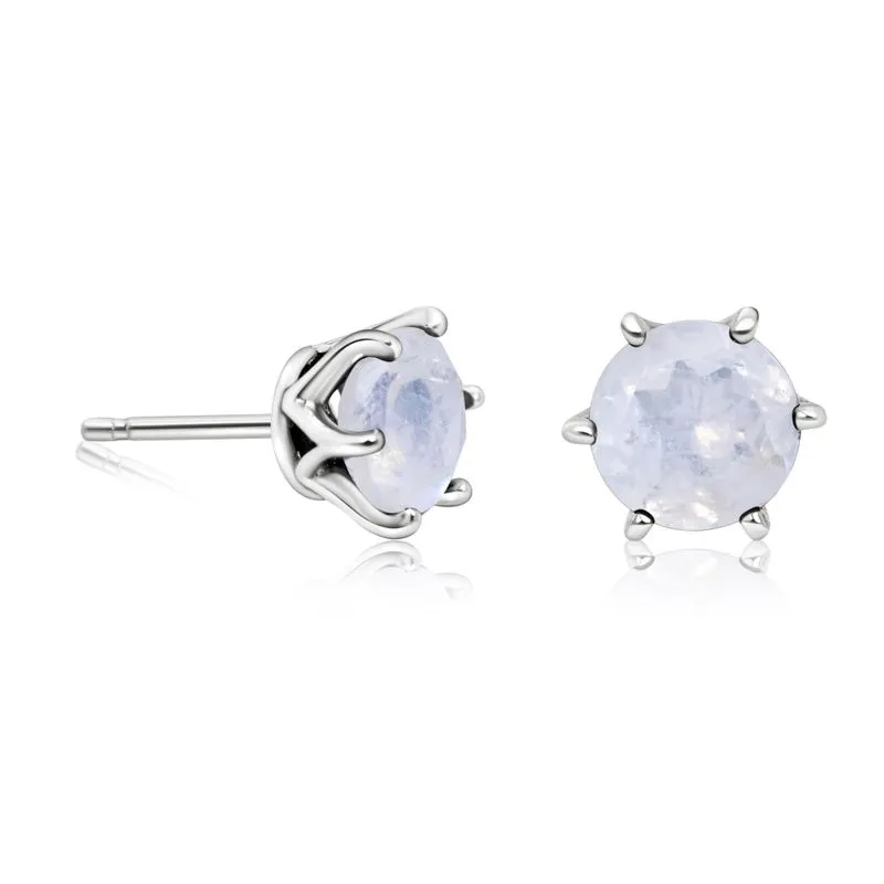 925 Silver Moonstone Studs - 7mm, Handmade, Dainty Gift