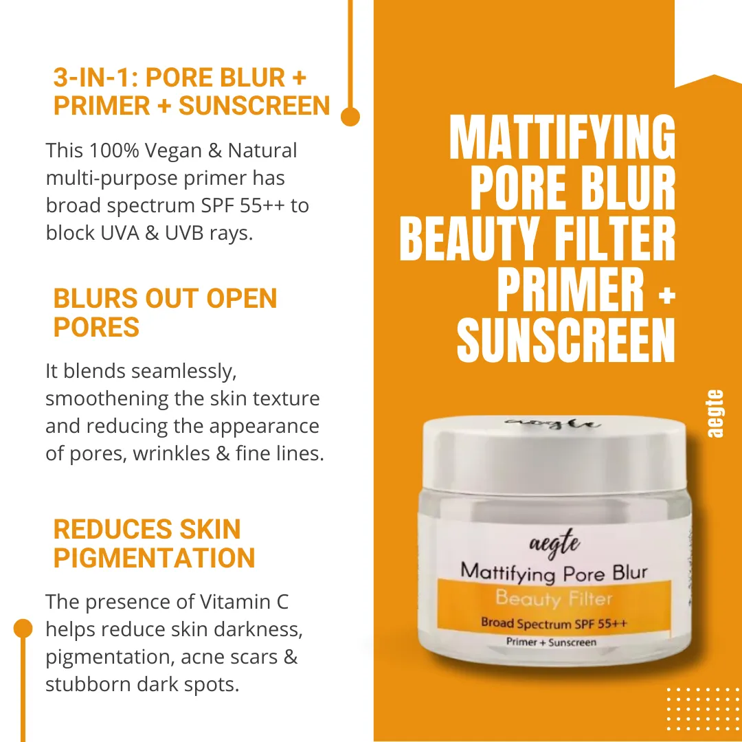 Aegte Mattifying Pore Blur Beauty Filter Primer   Sunscreen with Broad Spectrum SPF 55  