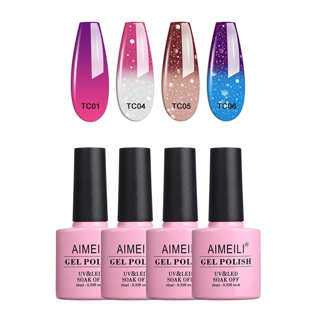 AIMEILI Soak Off U V LED Nude Gel Nail Polish Natural Sheer Pink Nail Polish Gel Set Of 4pcs X 10ml - Kit Set 17