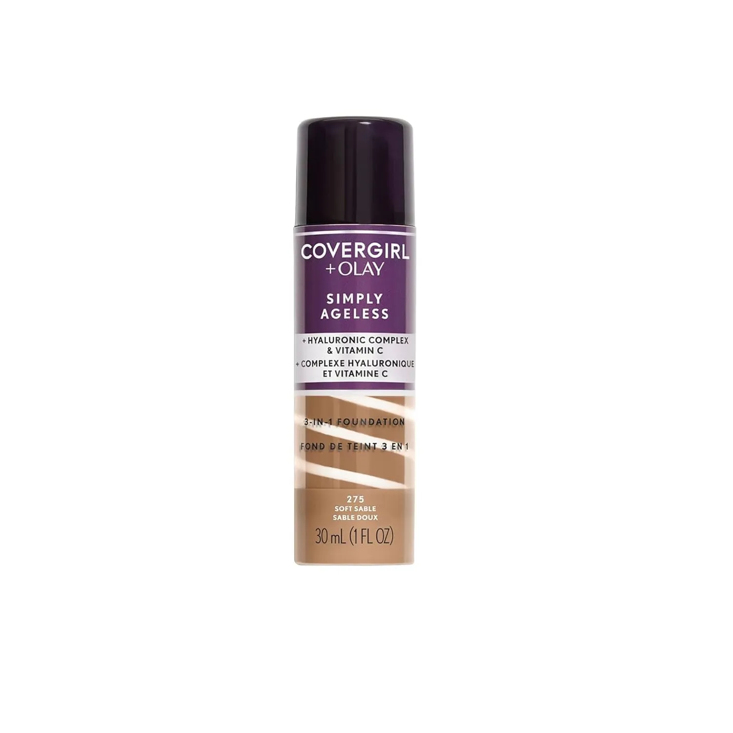 & Olay Simply Ageless 3-In-1 Liquid Foundation, Matte Finish, Hyaluronic & Vitamin C Formula, Cruelty Free, Creamy Natural, 1 Count