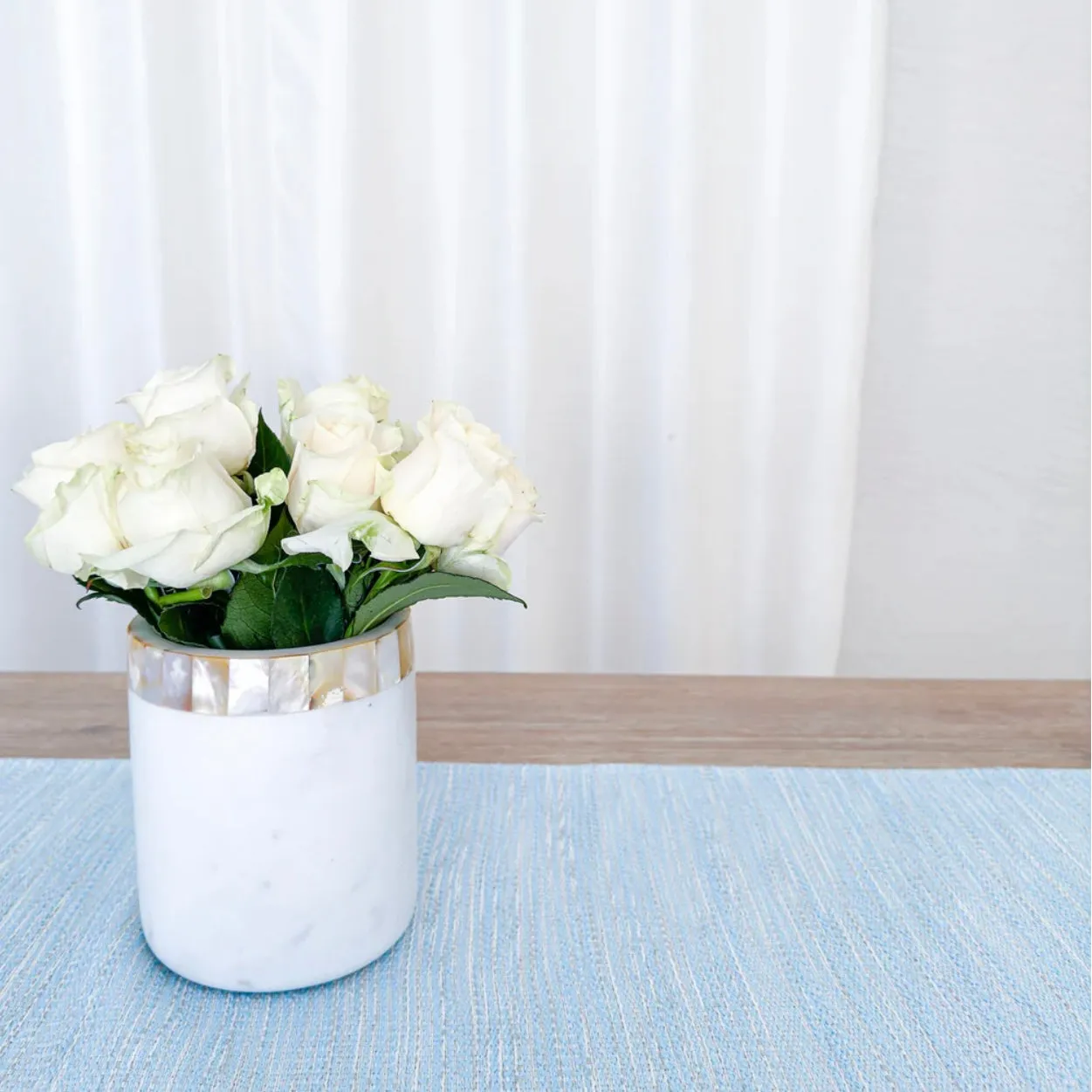 Anaya Home Bay View Blue Indoor Outdoor Table Runner