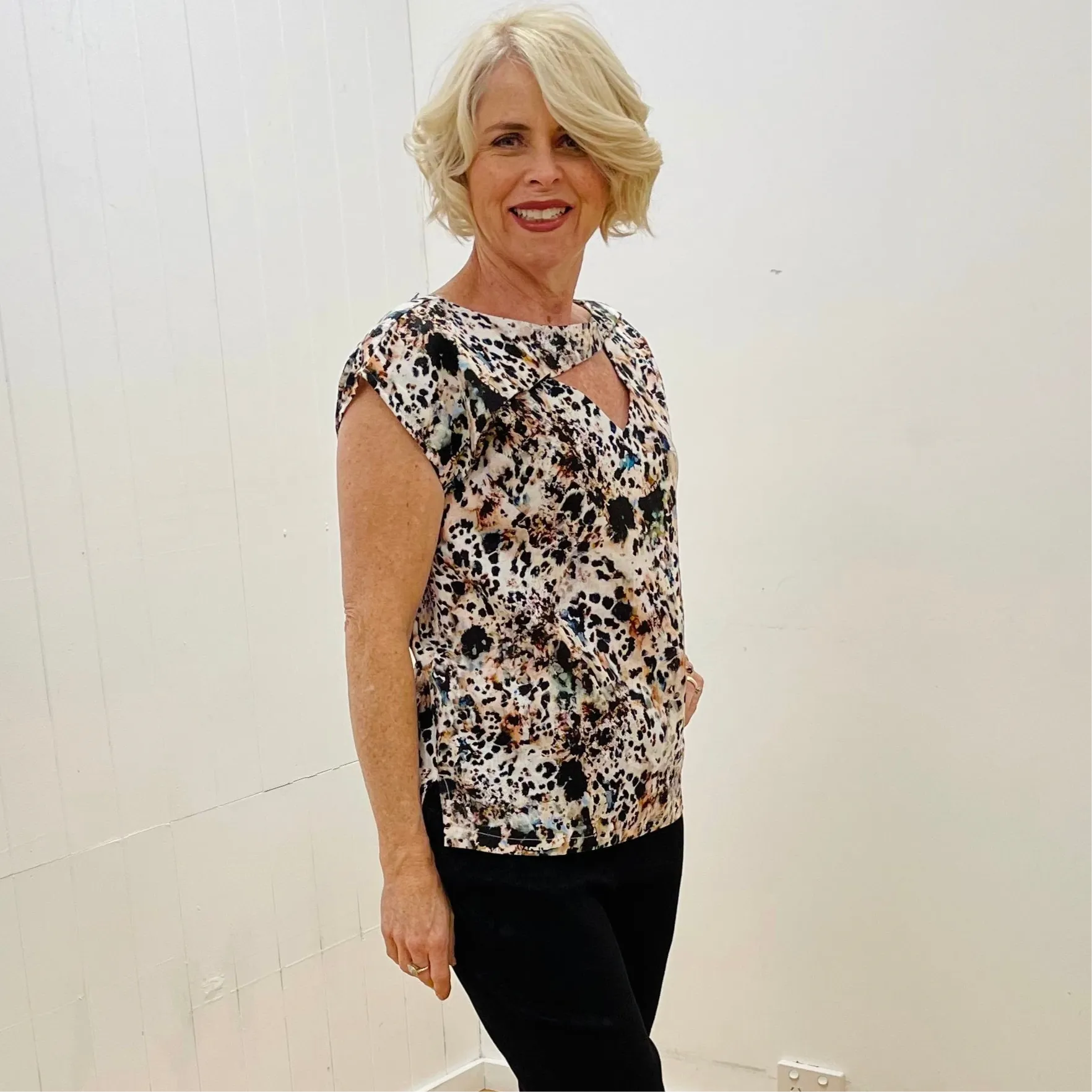 Animal Print Swath Top