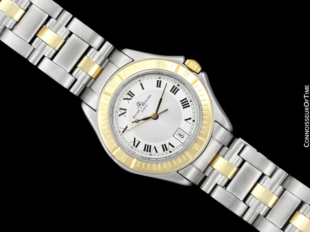 Baume & Mercier Malibu Mens Unisex Two-Tone Silver Dial Watch - Stainless Steel and Solid 18K Gold