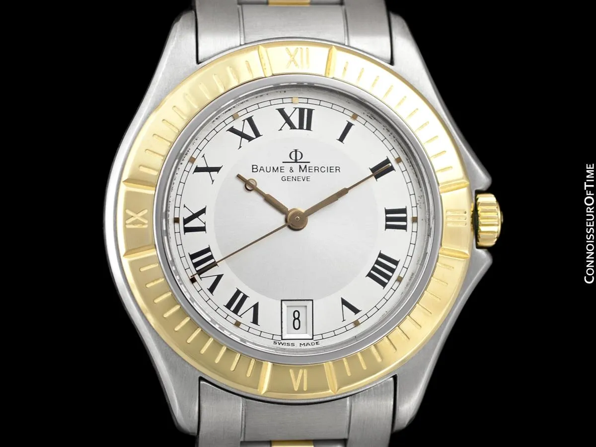 Baume & Mercier Malibu Mens Unisex Two-Tone Silver Dial Watch - Stainless Steel and Solid 18K Gold