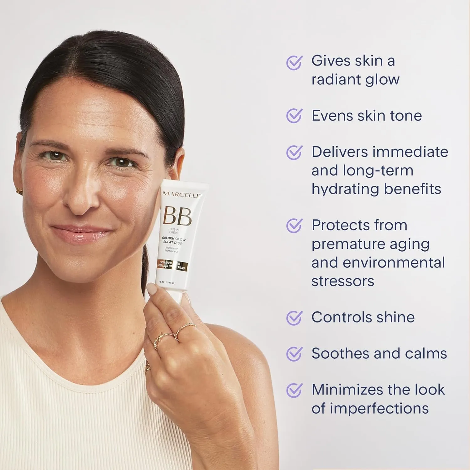 BB Cream Golden Glow, Universal Shade, Tinted Moisturizer, Skin Enhancer, Illuminator, Beauty Balm, Non-Comedogenic, Paraben-Free, Oil-Free, Hypoallergenic, Cruelty-Free, 1.5 Fl Oz