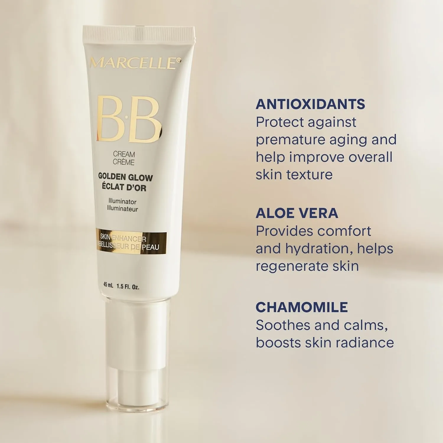 BB Cream Golden Glow, Universal Shade, Tinted Moisturizer, Skin Enhancer, Illuminator, Beauty Balm, Non-Comedogenic, Paraben-Free, Oil-Free, Hypoallergenic, Cruelty-Free, 1.5 Fl Oz