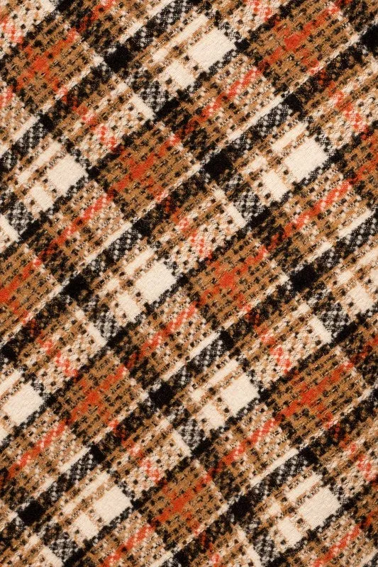 BIAS PLAID FRAYED HEM MINI SKIRT