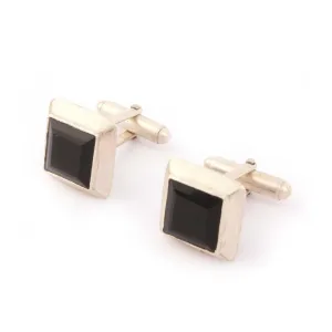Black Onyx Silver Cufflinks