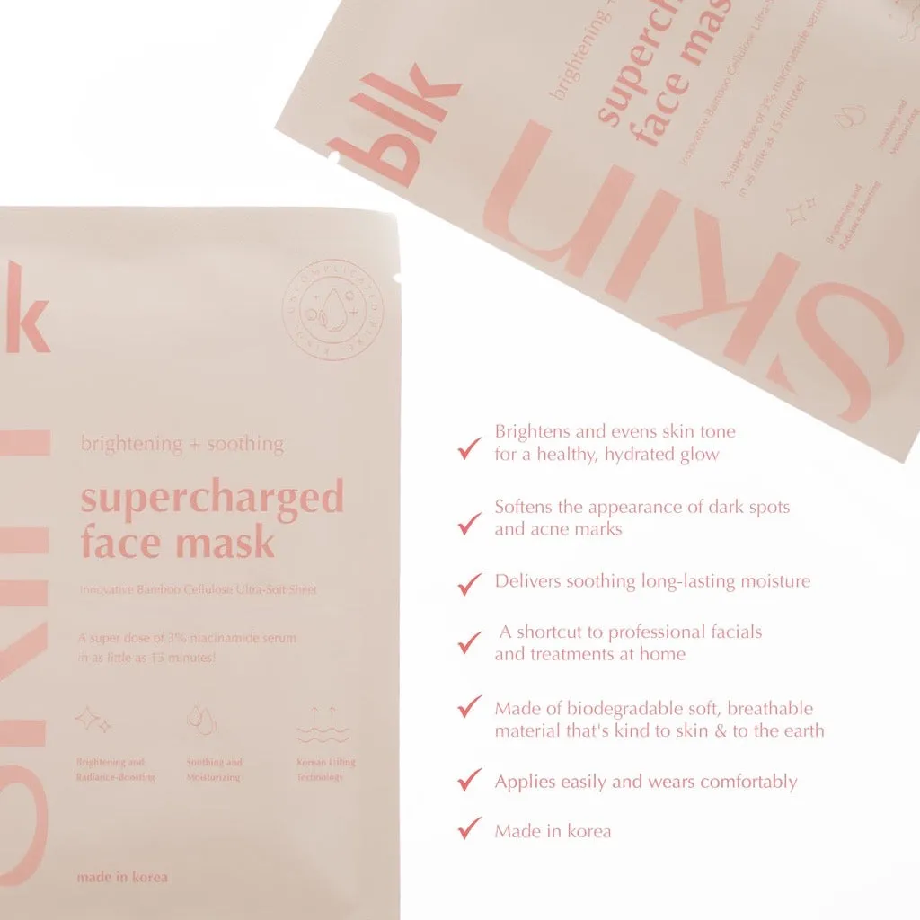blk skin Brightening & Soothing Supercharged Face Mask  Niacinamide (1 sheet mask)
