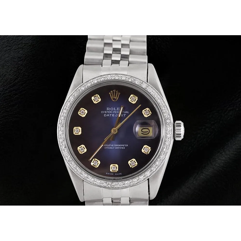 Blue Diamond Dial Jubilee Bracelet Ss Rolex Datejust Watch QUICK SET