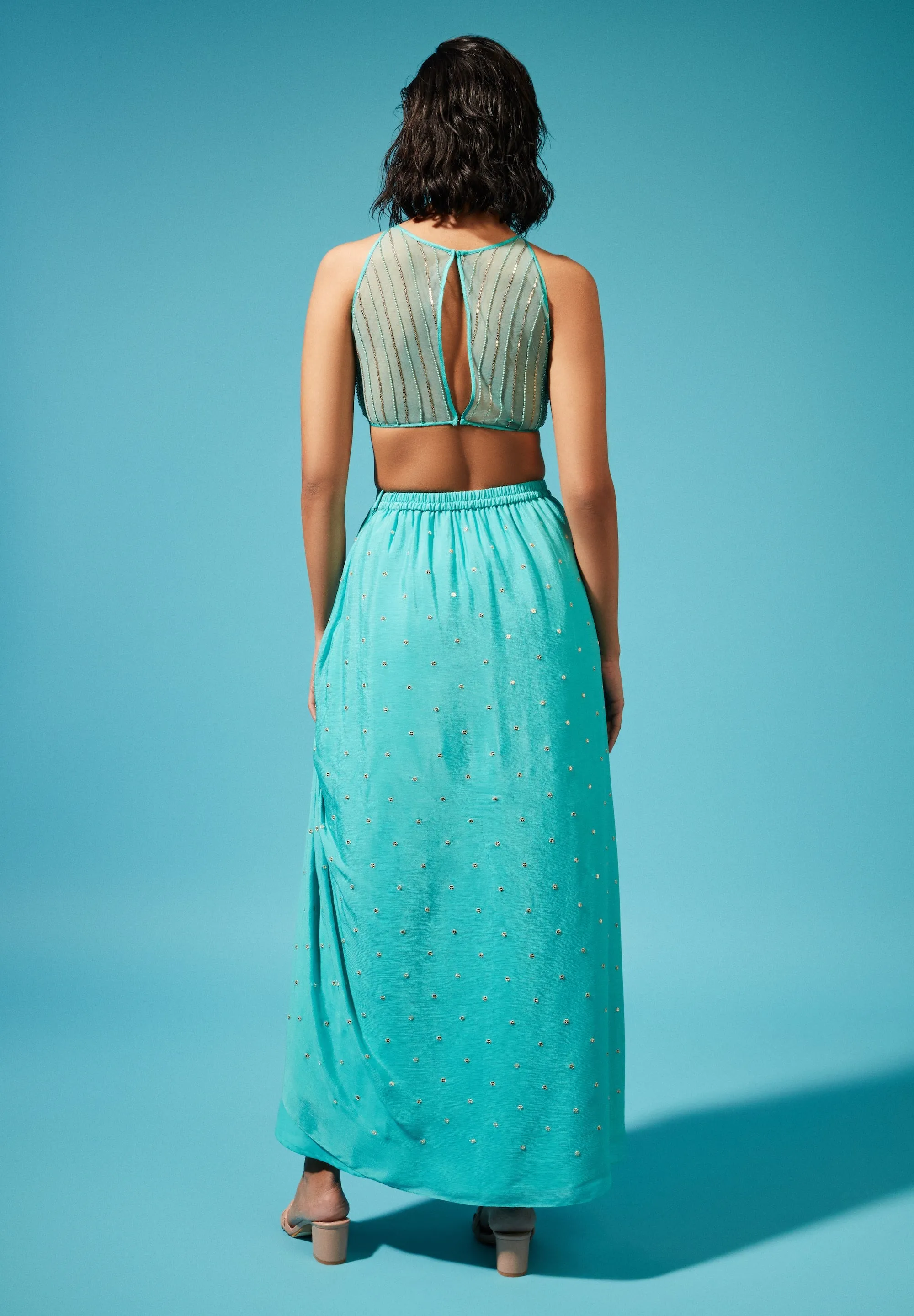 Blue Pink Miya Cape And Skirt Set