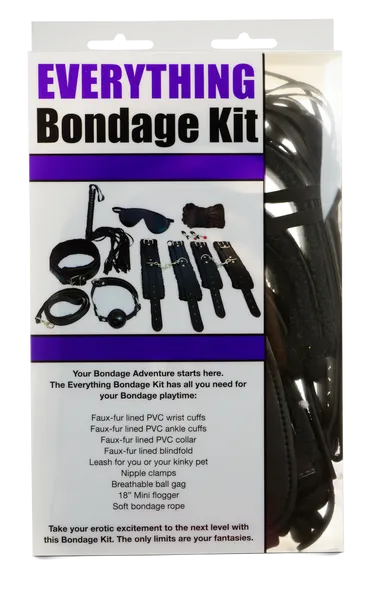 Bondage Kit - 12 Piece Everything Bondage Kit - Black