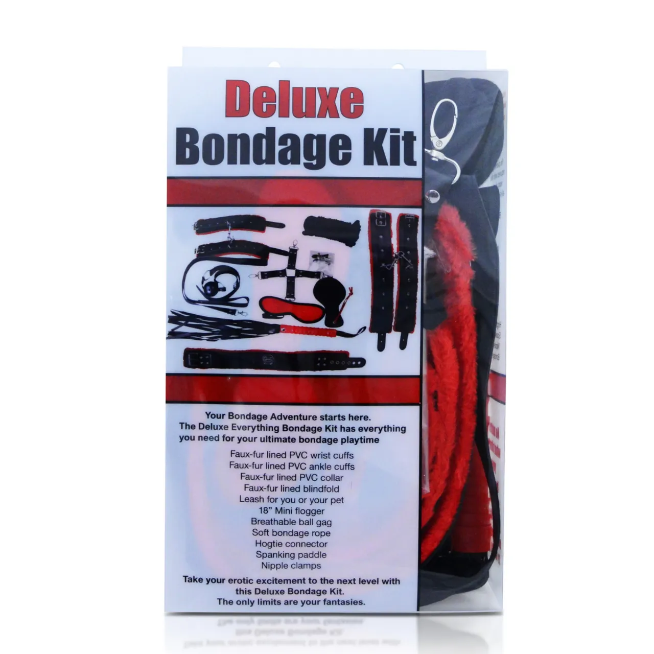 Bondage Kit - 14 Piece Everything Bondage Kit - Black/Red
