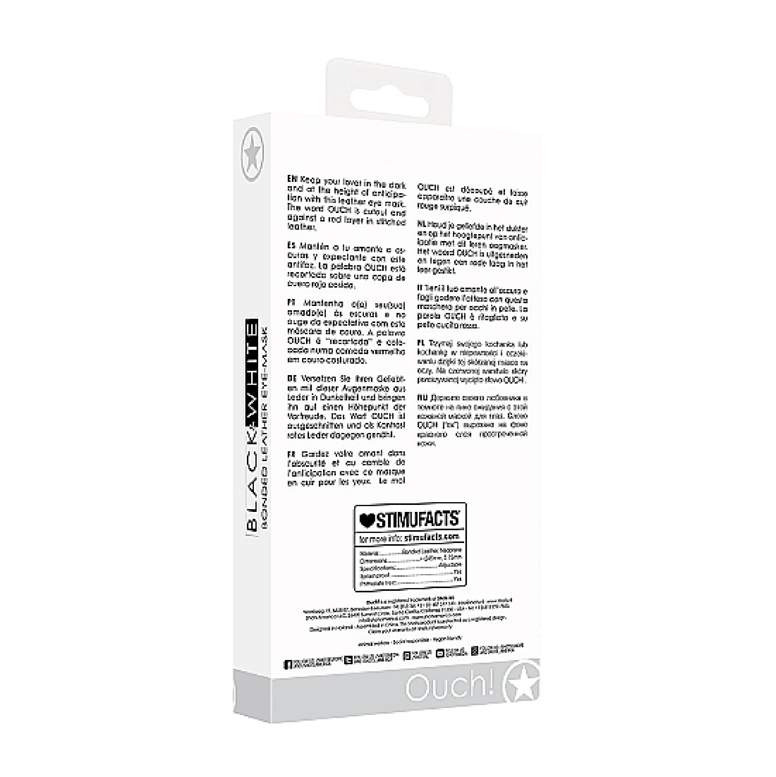Bonded Leather Eye-Mask "Ouch" - With Elastic Straps