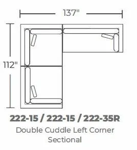 Bonnell 137" Double Cuddler Left Corner Sectional