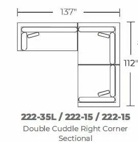 Bonnell 137" Double Cuddler Right Corner Sectional