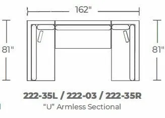 Bonnell 162" U Armless Sectional