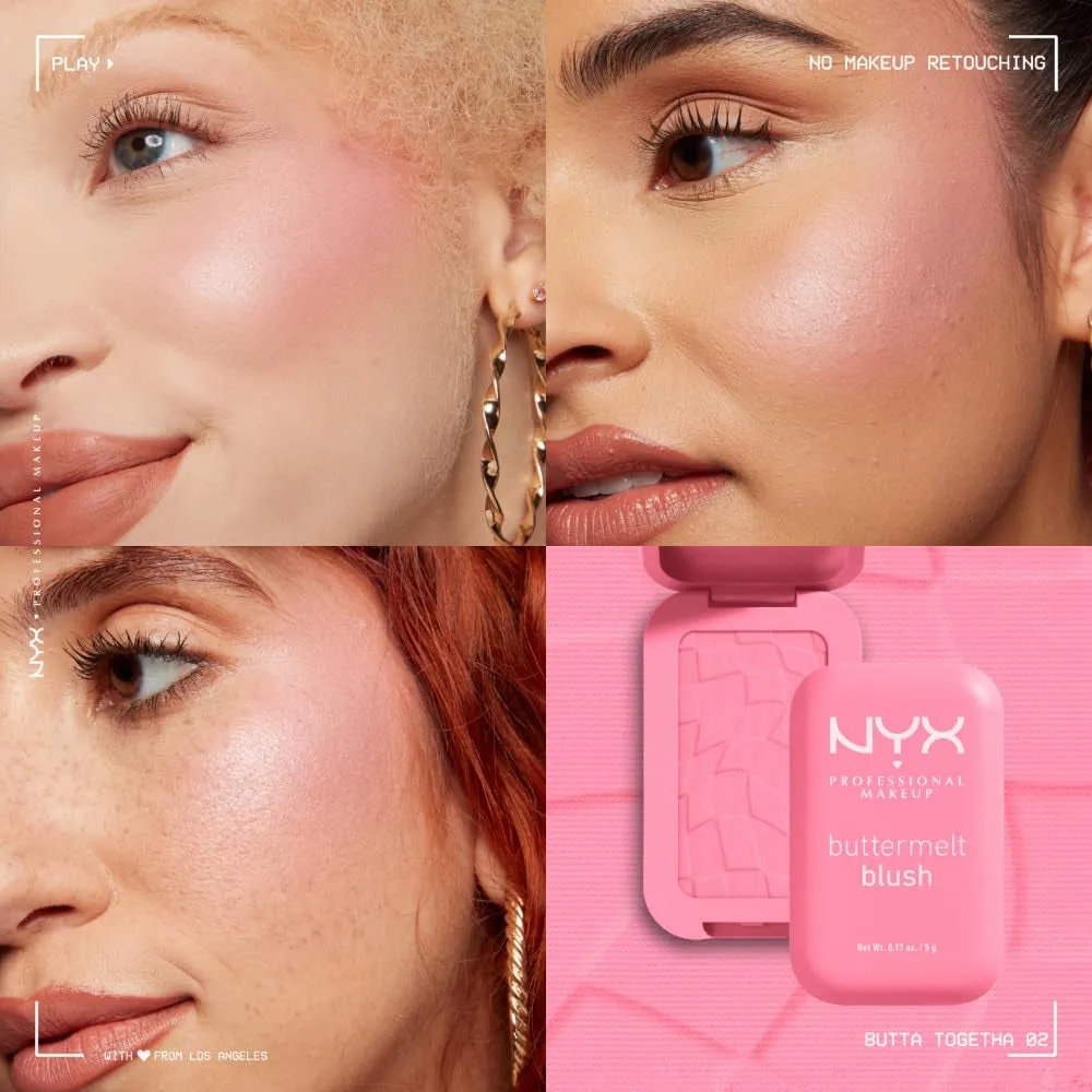 Buttermelt Powder Blush, Fade and Transfer-Resistant Blush, up to 12HR Make up Wear, Vegan Formula - Butta Together
